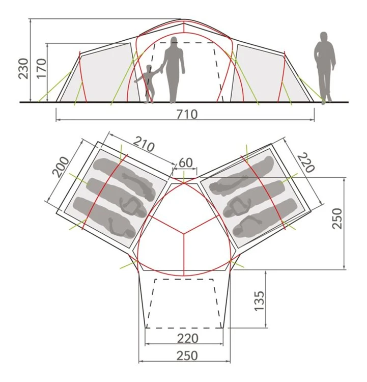 Vaude Badawi Long 6P Familietent 4 Vaude Badawi Long 6P Familietent - Afbeelding 2