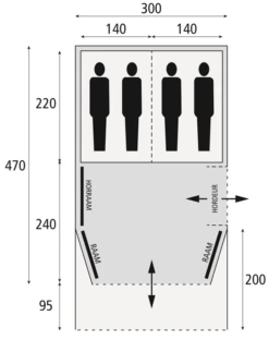 Safarica Blackhawk 300 Deluxe Dark Shadow/Brlj.Blue Familietent -De Kampeerplek 3631117 8717437037654 0