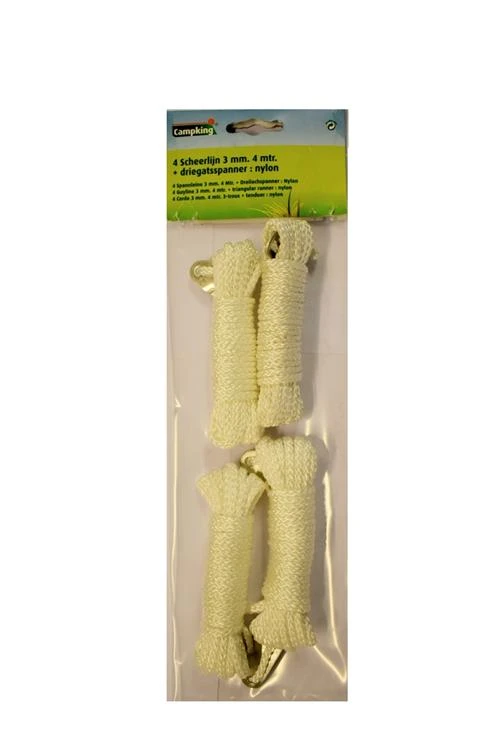 Campking Zak 4 Scheerl.3Mm 4Mtr + 3 Gatssp. Scheerlijn 3 Campking Zak 4 Scheerl.3Mm 4Mtr + 3 Gatssp. Scheerlijn